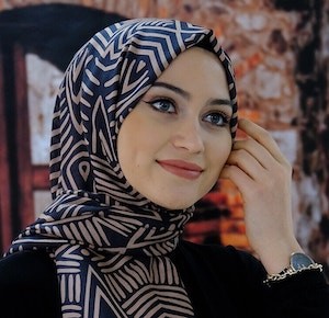 Cotton mixed Shawl Navy-Pink 057